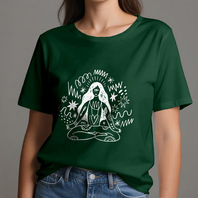 Olivenorma Graffiti Line Drawing Yoga Girl T-Shirt