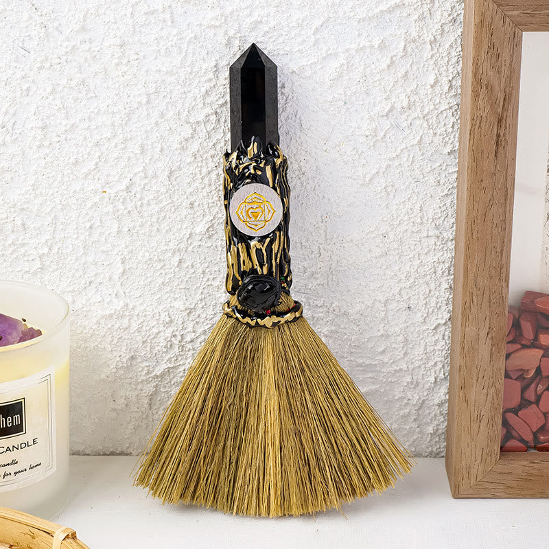 Olivenorma Natural Gemstone Prism Chakra Witches Broom Decoration - Obsidian - image 6