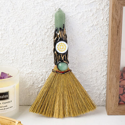 Olivenorma Natural Gemstone Prism Chakra Witches Broom Decoration - Green Aventurine - image 4
