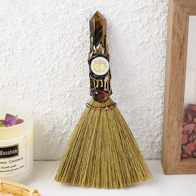 Olivenorma Natural Gemstone Prism Chakra Witches Broom Decoration - Tiger Eye - image 10