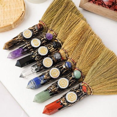 Olivenorma Natural Gemstone Prism Chakra Witches Broom Decoration - image 19