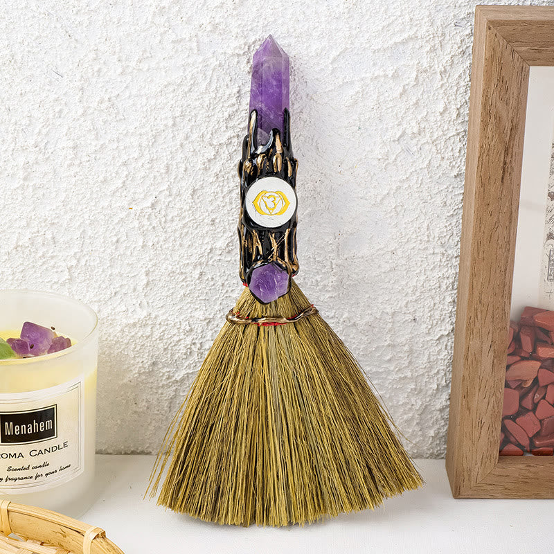 Olivenorma Natural Gemstone Prism Chakra Witches Broom Decoration - Amethyst - image 14