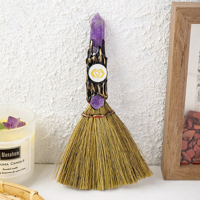 Olivenorma Natural Gemstone Prism Chakra Witches Broom Decoration - Amethyst - image 14