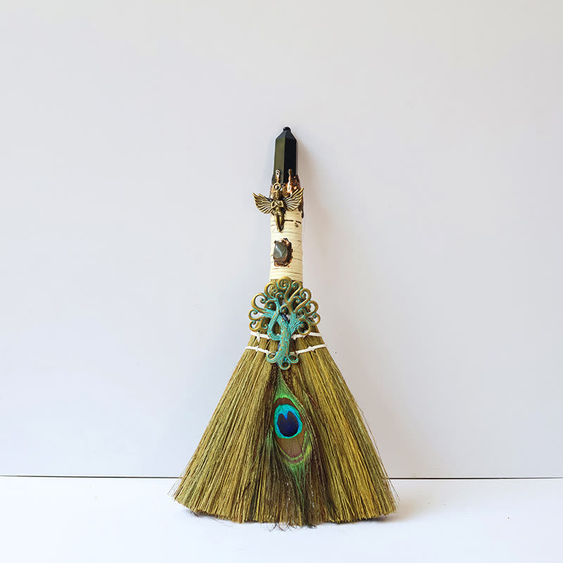 Olivenorma Tree of Life Angel Magical Broom Gemstone Decoration - Obsidian - image 11