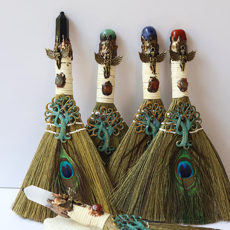 Olivenorma Tree of Life Angel Magical Broom Gemstone Decoration - image 1