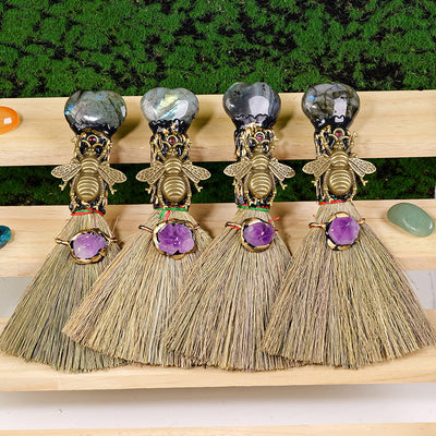 Olivenorma Heart-Shaped Crystal Witches Broom Cleansing Wiccan Decor - image 1