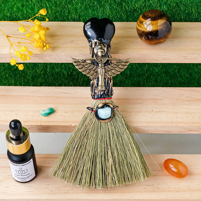 Olivenorma Heart-Shaped Crystal Witches Broom Cleansing Wiccan Decor - Obsidian - image 19