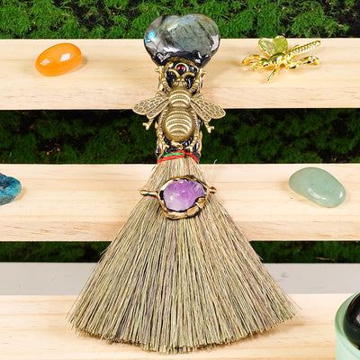 Olivenorma Heart-Shaped Crystal Witches Broom Cleansing Wiccan Decor - Labradorite - image 2