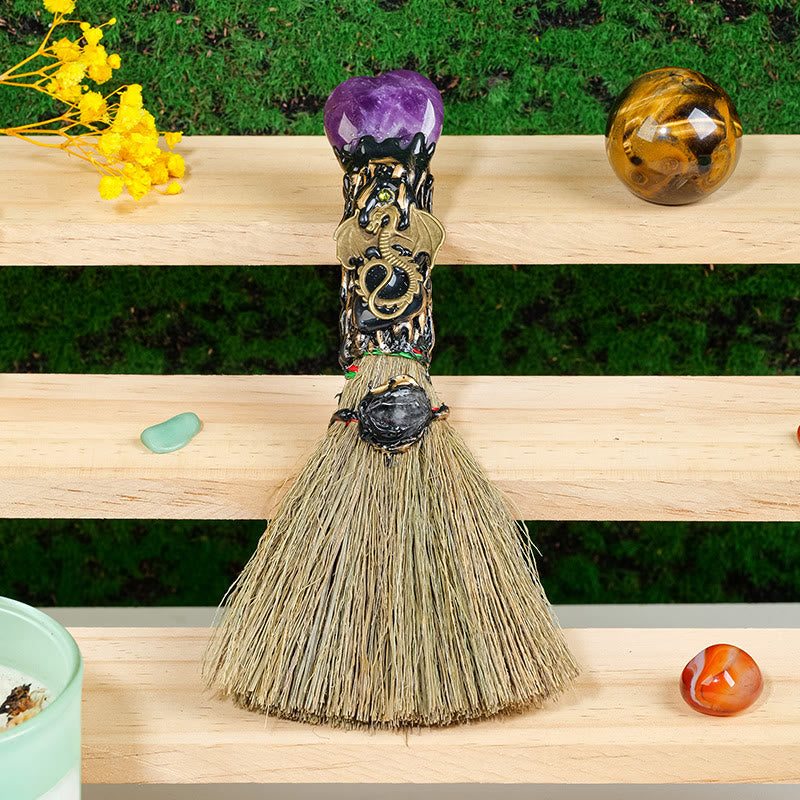 Olivenorma Heart-Shaped Crystal Witches Broom Cleansing Wiccan Decor - Amethyst - image 11