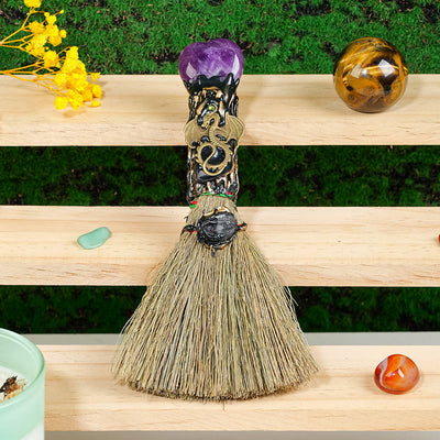 Olivenorma Heart-Shaped Crystal Witches Broom Cleansing Wiccan Decor - Amethyst - image 11