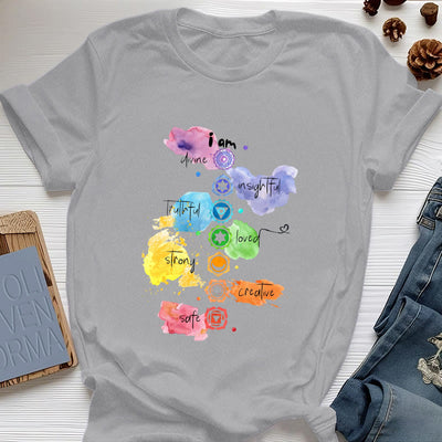 Olivenorma "I AM" 7 Chakra Energy Yoga T-Shirt - Gray - 2XL - image 8