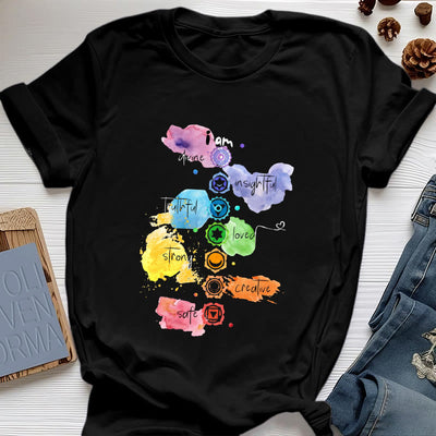 Olivenorma "I AM" 7 Chakra Energy Yoga T-Shirt - Black - 2XL - image 6