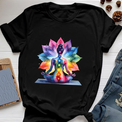 Olivenorma 7 Chakra Meditation Lotus T-Shirt - Black - 2XL - image 6