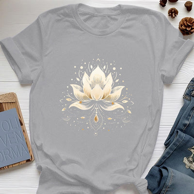 Olivenorma Blossoming Lotus Pure Cotton T-Shirt - Gray - 2XL - image 8
