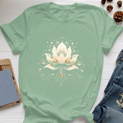 Olivenorma Blossoming Lotus Pure Cotton T-Shirt - Light Green - 2XL - image 18