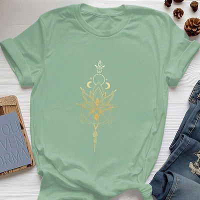 Olivenorma Moon Phase Lotus Protection Cotton T-Shirt - Light Green - 2XL - image 20