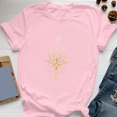 Olivenorma Moon Phase Lotus Protection Cotton T-Shirt - Pink - 2XL - image 16