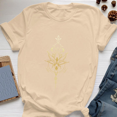Olivenorma Moon Phase Lotus Protection Cotton T-Shirt - Yellow - 2XL - image 12