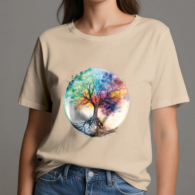 Olivenorma Rainbow Tree of Life Spiritual Cotton T-Shirt - image 11