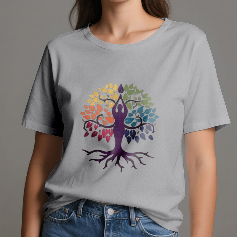 Olivenorma Yoga Tree Spiritual Cotton Tee T-Shirt - image 9