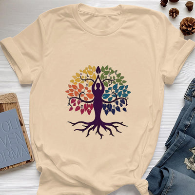 Olivenorma Yoga Tree Spiritual Cotton Tee T-Shirt - Yellow - 2XL - image 10