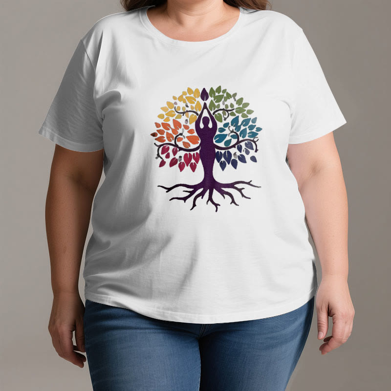 Olivenorma Yoga Tree Spiritual Cotton Tee T-Shirt - image 3