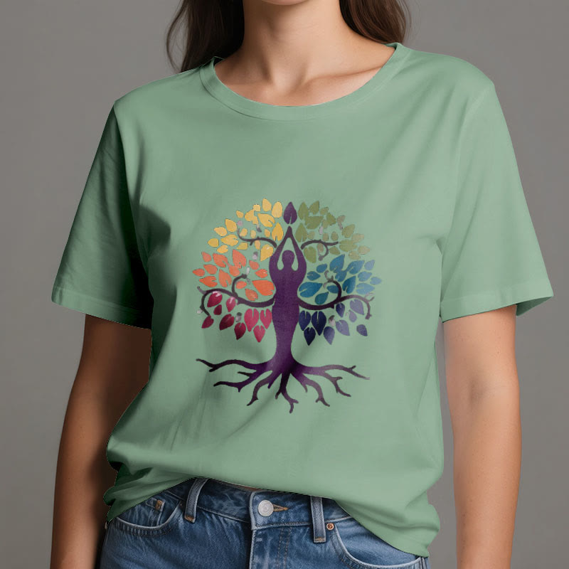 Olivenorma Yoga Tree Spiritual Cotton Tee T-Shirt - image 19