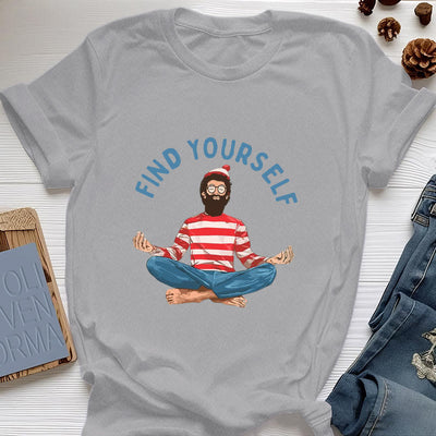 Olivenorma "FIND YOURSELF" Meditation Spiritual Cotton Tee T-Shirt - Gray - 2XL - image 10