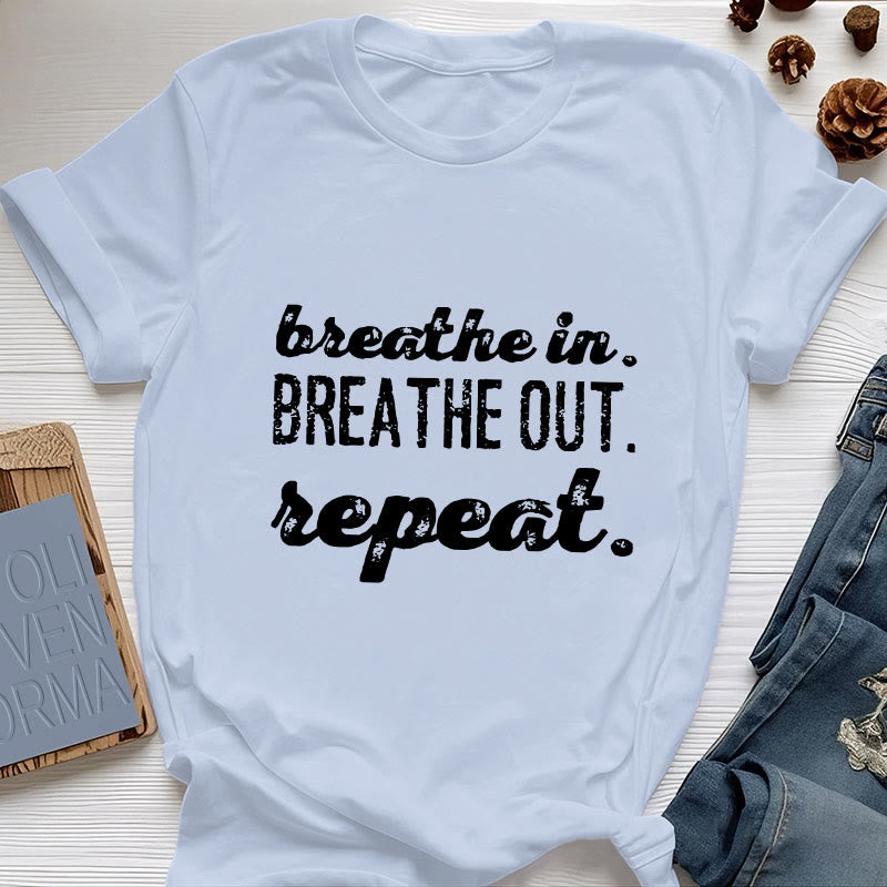 Olivenorma "BREATHE IN, BREATHE OUT" Meditation Spiritual Tee T-Shirt - Blue - 2XL - image 12