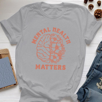Olivenorma "MENTAL HEALTH MATTERS" Inspirational Cotton T-Shirt - Gray - 2XL - image 10