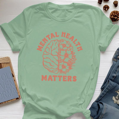 Olivenorma "MENTAL HEALTH MATTERS" Inspirational Cotton T-Shirt - Light Green - 2XL - image 18