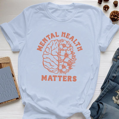 Olivenorma "MENTAL HEALTH MATTERS" Inspirational Cotton T-Shirt - Blue - 2XL - image 14