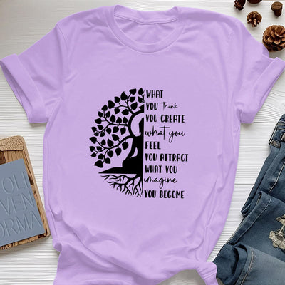 Olivenorma Tree of Life Yoga Meditation Cotton T-Shirt - Purple - 2XL - image 18