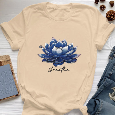 Olivenorma "BREATHE" Lotus Yoga Apparel Spiritual Tee T-Shirt - Yellow - 2XL - image 1