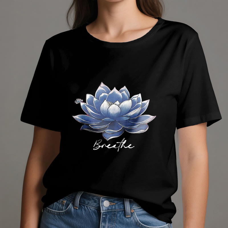 Olivenorma "BREATHE" Lotus Yoga Apparel Spiritual Tee T-Shirt - image 9
