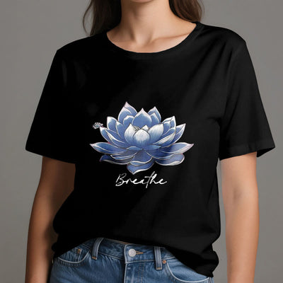Olivenorma "BREATHE" Lotus Yoga Apparel Spiritual Tee T-Shirt - image 9