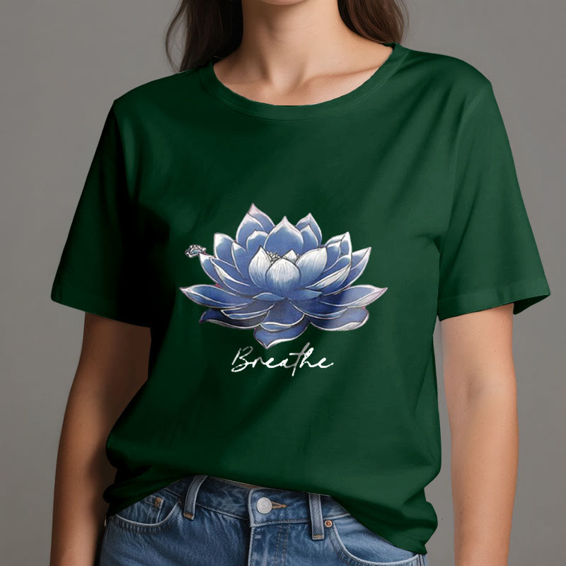 Olivenorma "BREATHE" Lotus Yoga Apparel Spiritual Tee T-Shirt - image 21