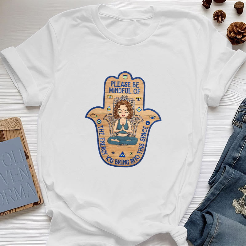 Olivenorma Hamsa Hand Meditation Protection Spiritual T-Shirt - White - 2XL - image 1