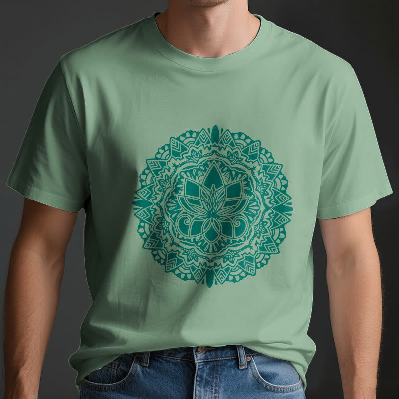 Olivenorma Green Lotus Print T-Shirt