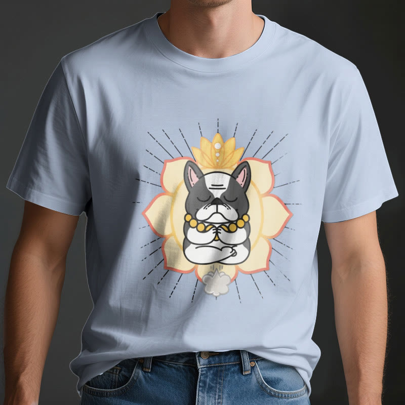 Olivenorma Yoga Meditation French Bulldog Print T-Shirt