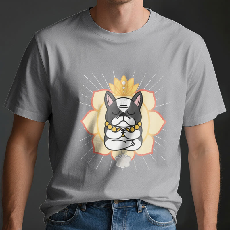 Olivenorma Yoga Meditation French Bulldog Print T-Shirt