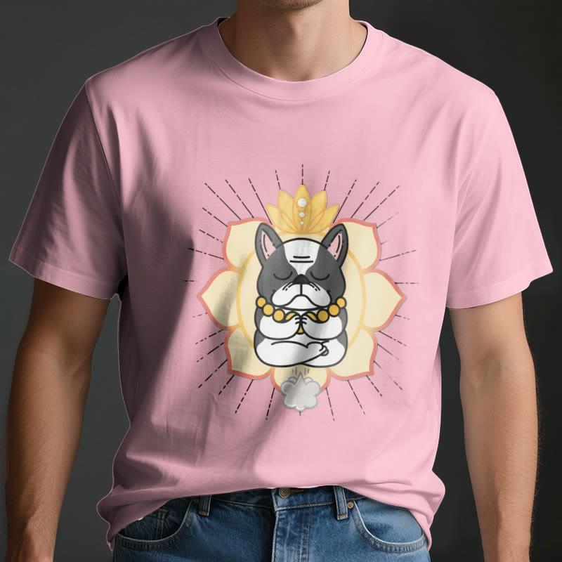 Olivenorma Yoga Meditation French Bulldog Print T-Shirt