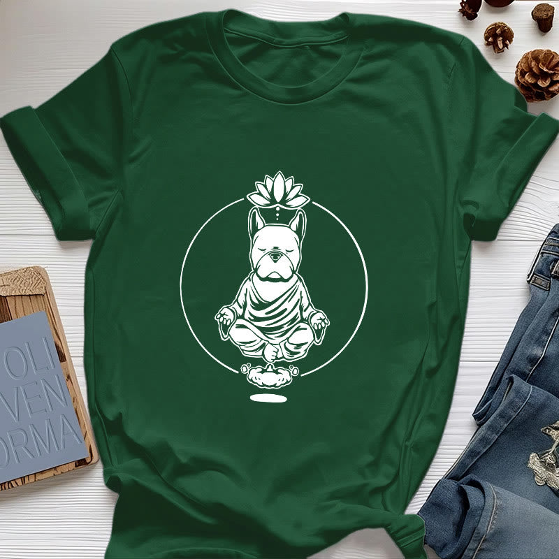 Olivenorma Zen Meditation French Bulldog Lotus T-Shirt