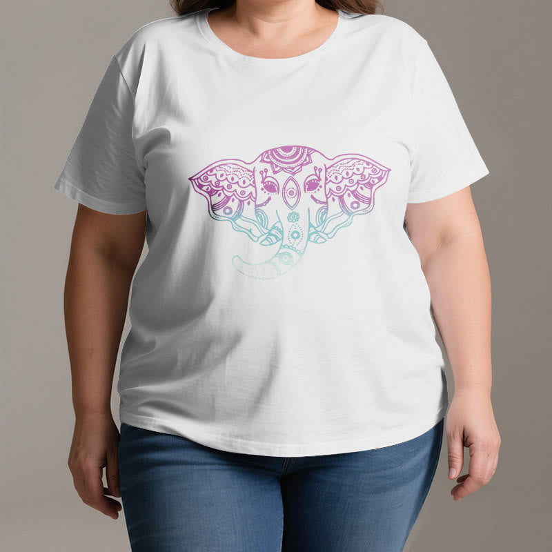 Olivenorma Mystic Elephant Mandala Cotton T-Shirt