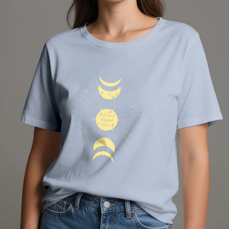 Olivenorma Moon Phases Yoga Cotton T-Shirt