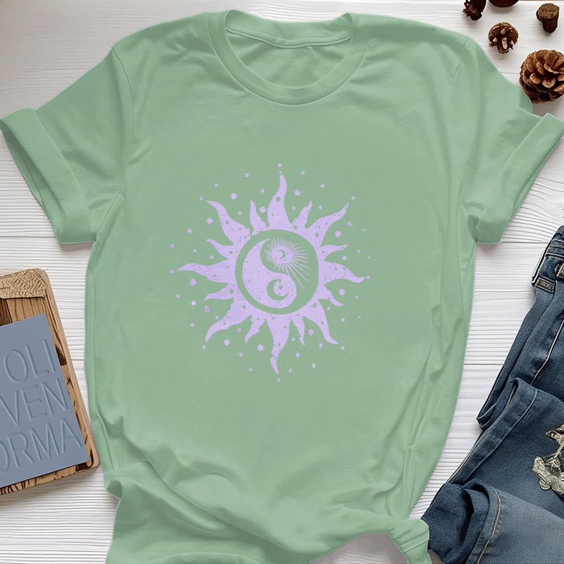 Olivenorma Yin Yang Moon Sun Cotton Comfor T-Shirt
