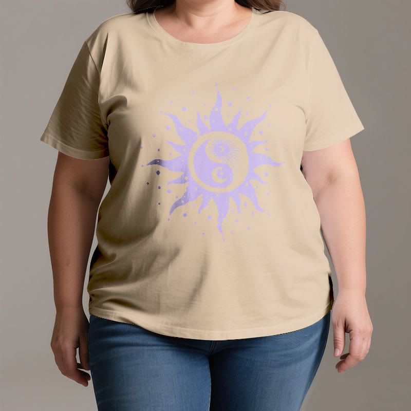 Olivenorma Yin Yang Moon Sun Cotton Comfor T-Shirt