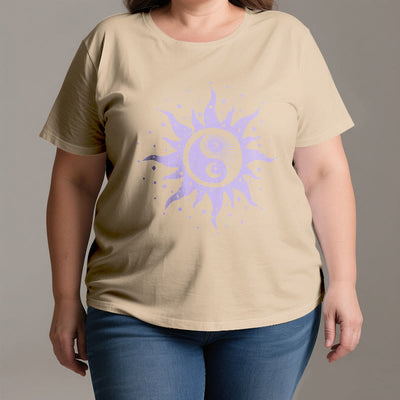 Olivenorma Yin Yang Moon Sun Cotton Comfor T-Shirt