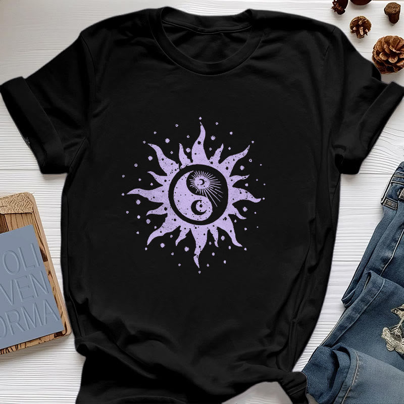 Olivenorma Yin Yang Moon Sun Cotton Comfor T-Shirt