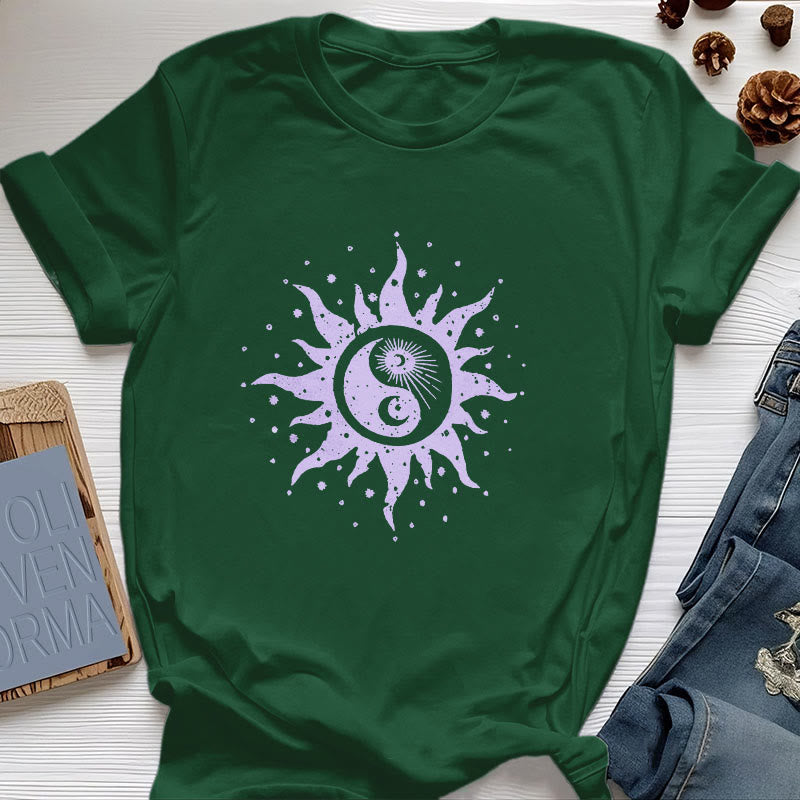 Olivenorma Yin Yang Moon Sun Cotton Comfor T-Shirt